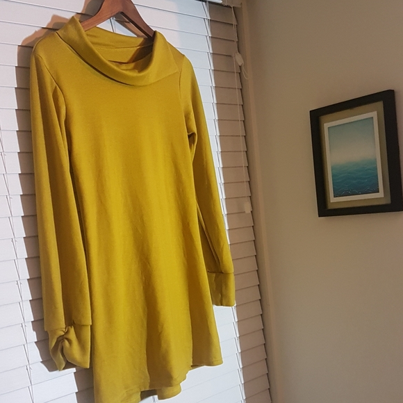 NWOT gold viscose collared tunic dress - Picture 3 of 6